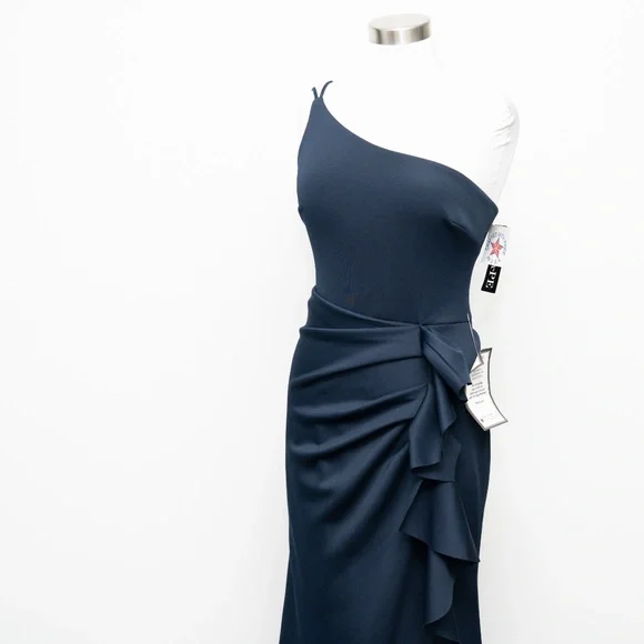 Xscape - One-Shoulder Ruffle Side Gown Style 4795X - Picture 11 of 14